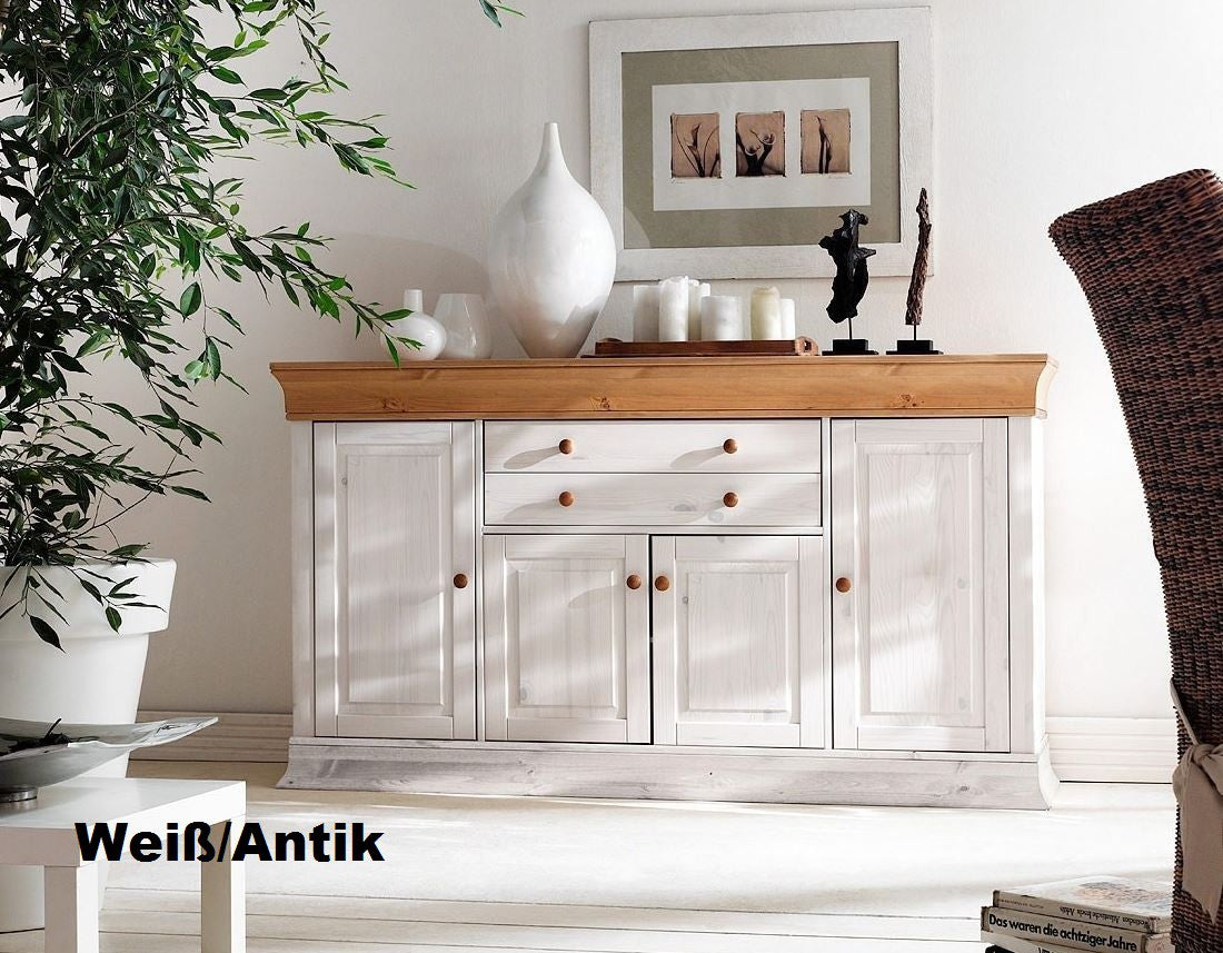 
                  
                    Sideboard Kiefer massiv weiß Landhausstil Boston
                  
                