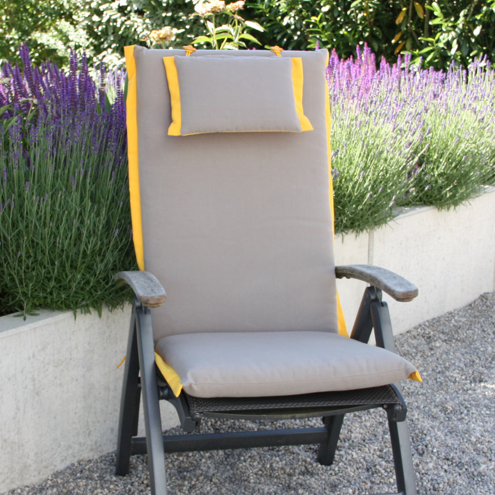 Gartenmöbel Auflage für Hochlehner 120 cm grau / gelb