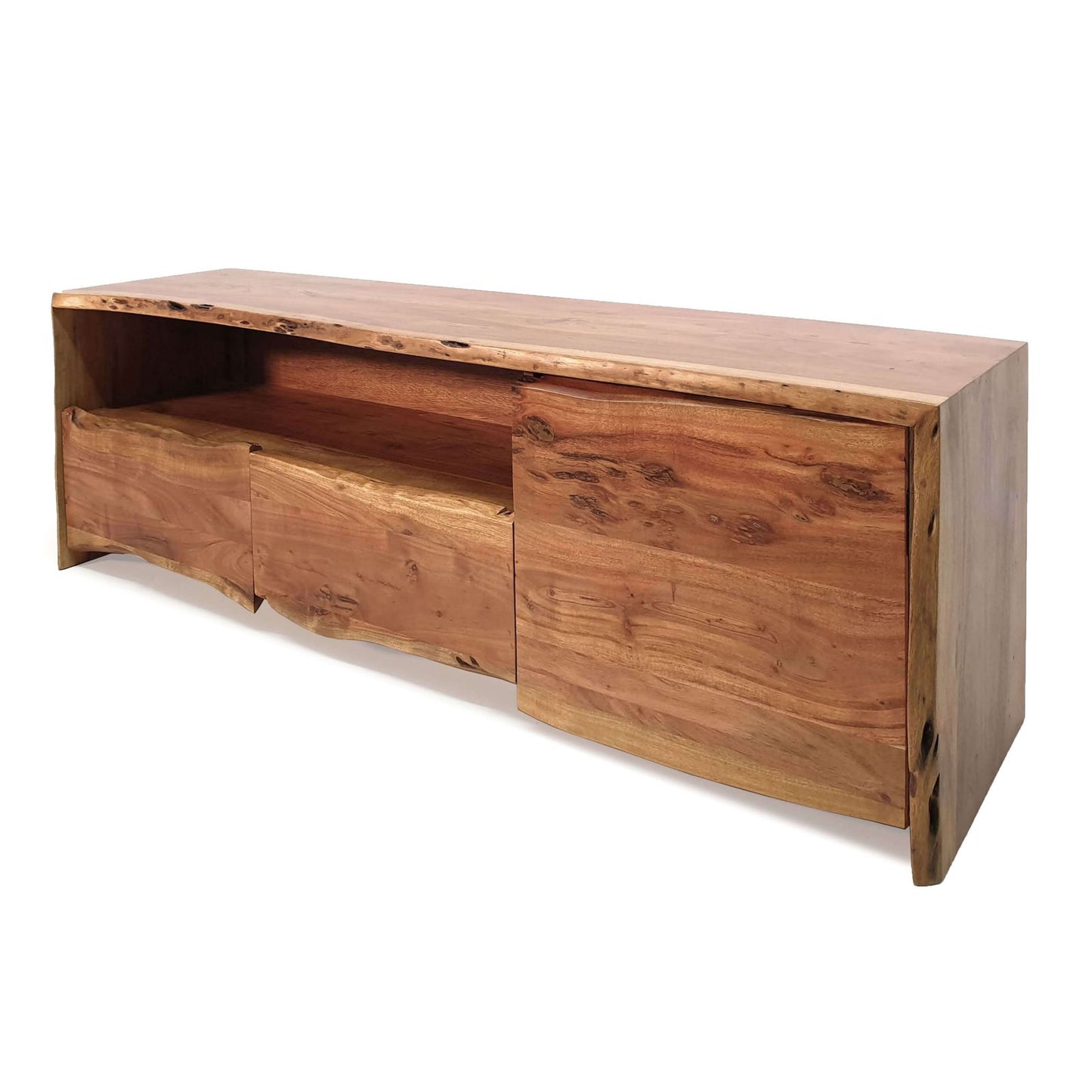 
                  
                    TV-Lowboard Akazie massiv natur lackiert mit Baumkante 150 cm Natural Shape
                  
                
