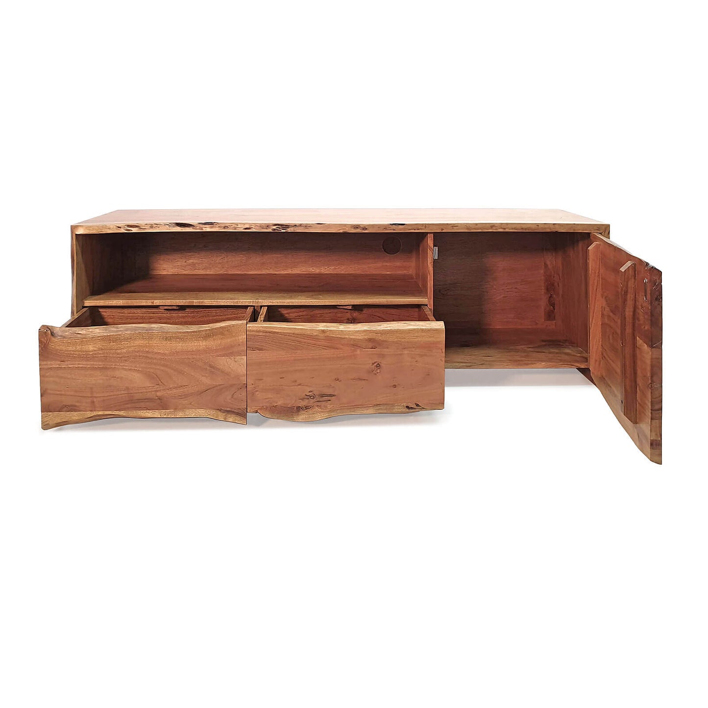 
                  
                    TV-Lowboard Akazie massiv natur lackiert mit Baumkante 150 cm Natural Shape
                  
                
