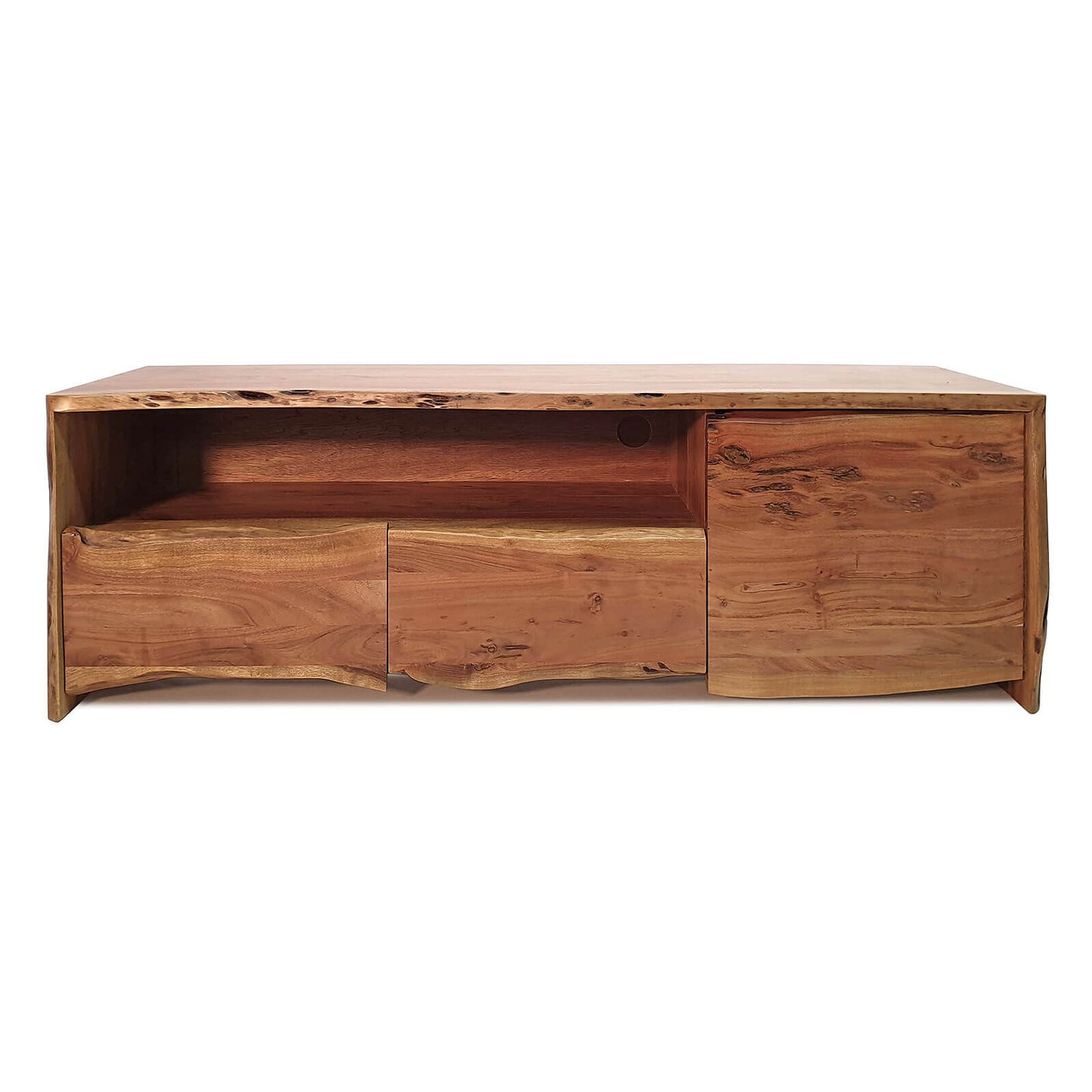 
                  
                    TV-Lowboard Akazie massiv natur lackiert mit Baumkante 150 cm Natural Shape
                  
                