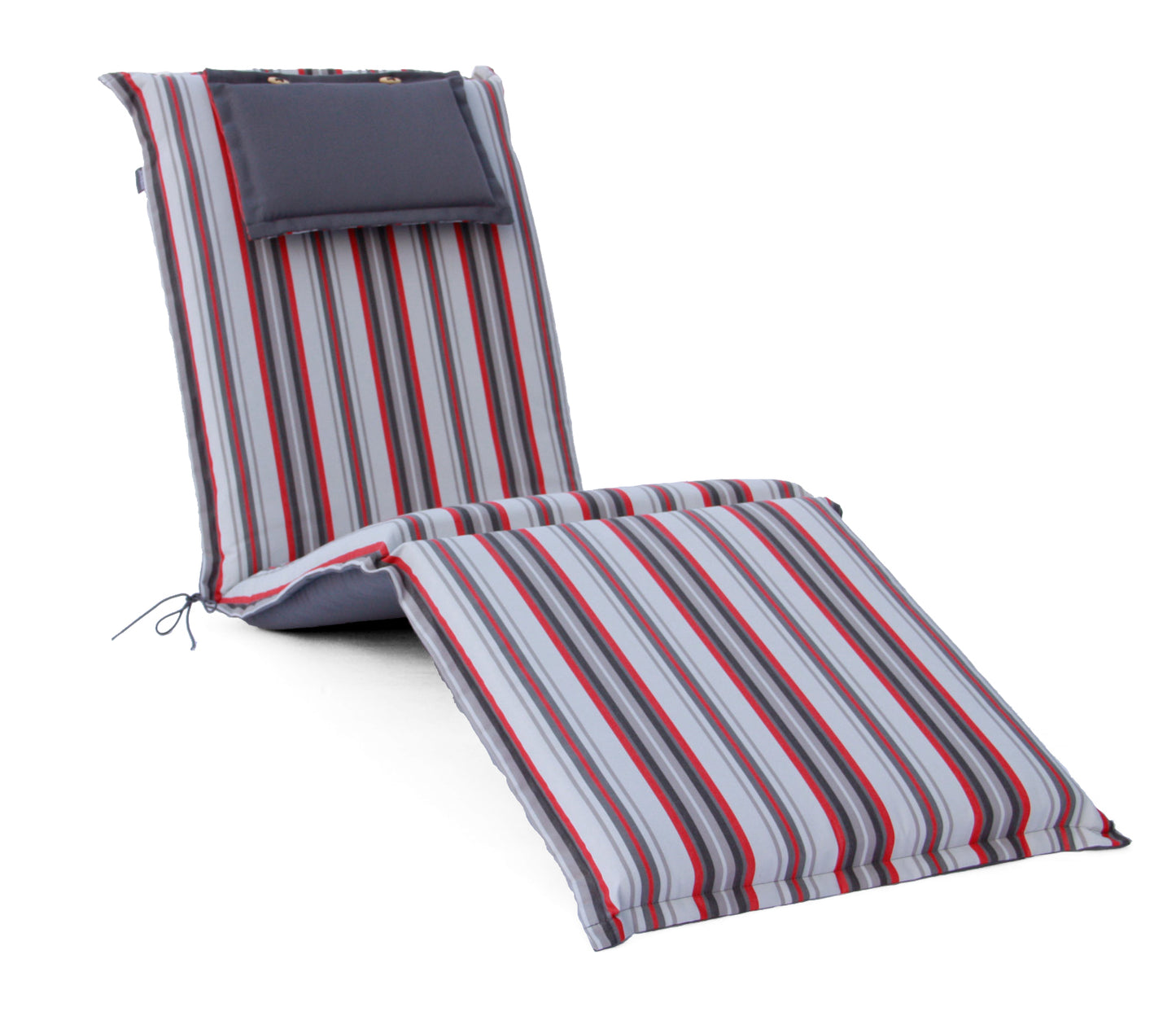 
                  
                    Gartenmöbel Auflage für Deckchair grau-rot gestreift
                  
                