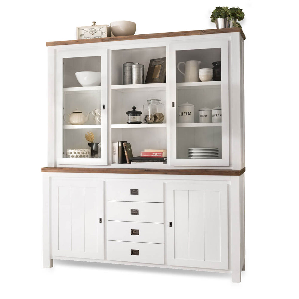 Buffet Akazie massiv Weiß/Cappuccino Lyron