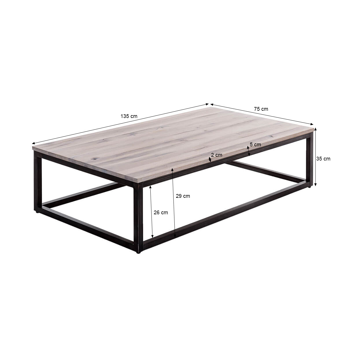 
                  
                    Couchtisch 135 x 75 cm Wildeiche massiv gekälkt Solidon
                  
                