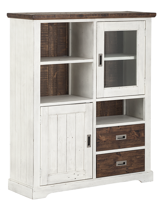 
                  
                    Highboard Recycel Kiefer massiv weiß / braun Antiklook Dover
                  
                