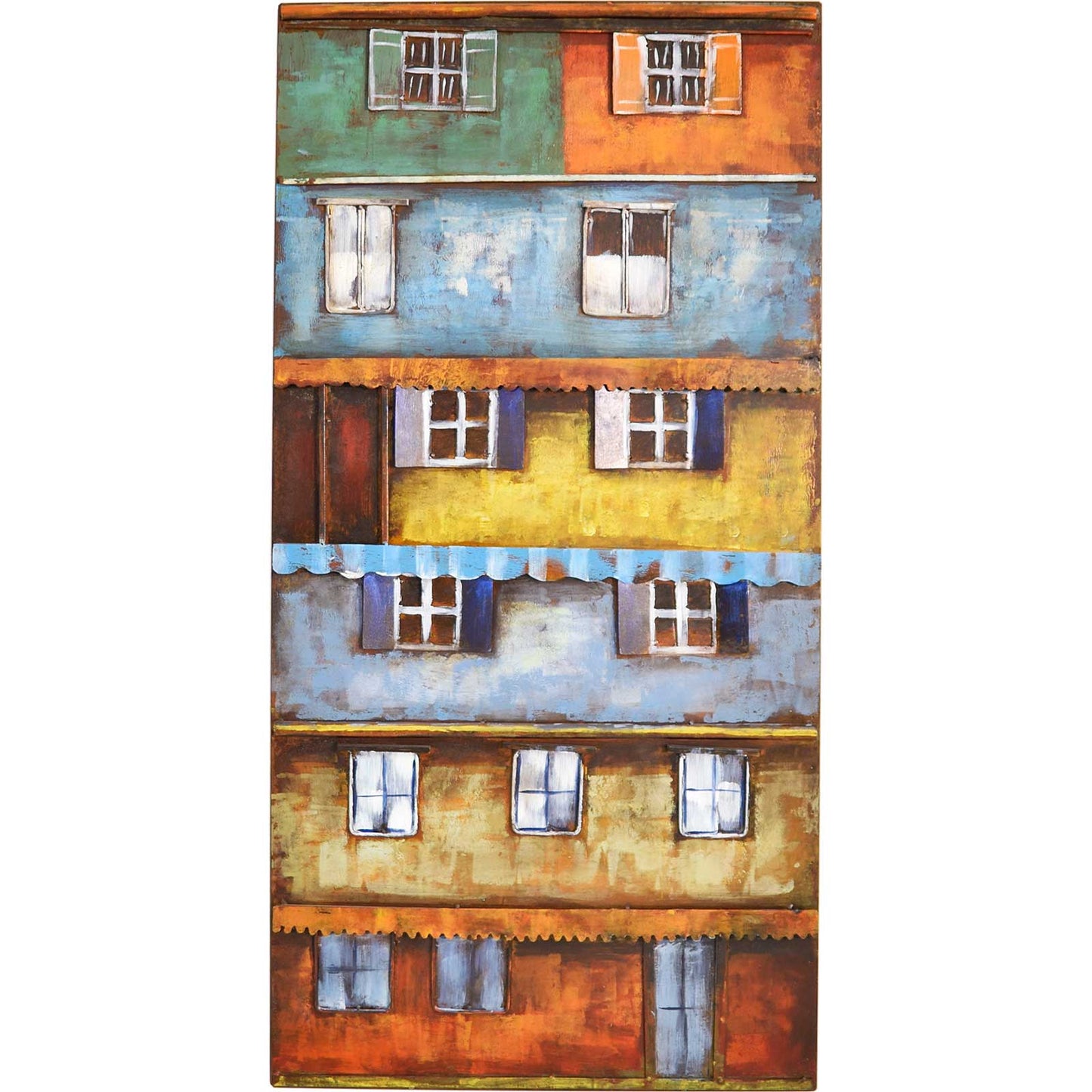 
                  
                    Metallbild Bunte Hauswand 50 x 100 cm 3D Vintagelook / Industrialstyle
                  
                