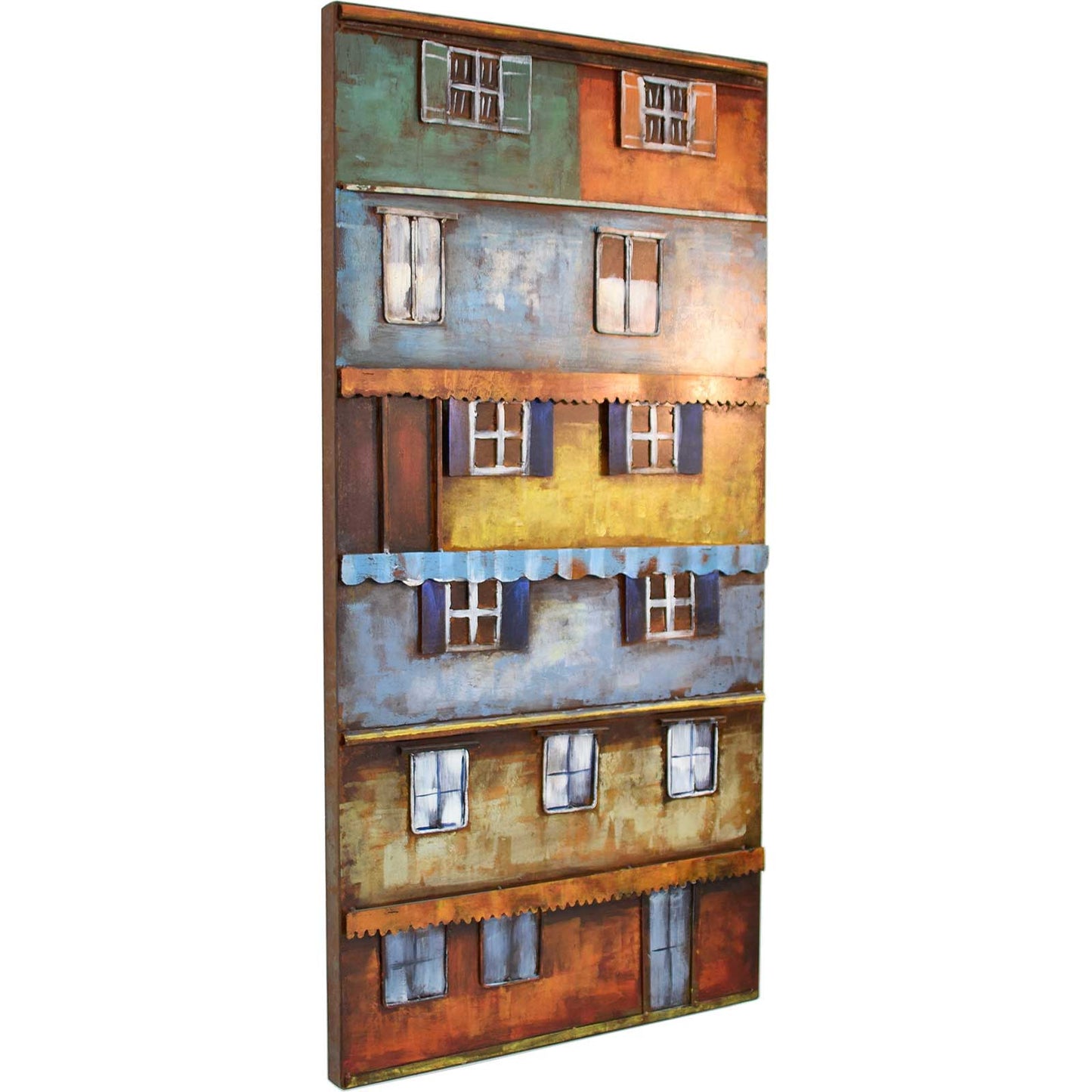 
                  
                    Metallbild Bunte Hauswand 50 x 100 cm 3D Vintagelook / Industrialstyle
                  
                