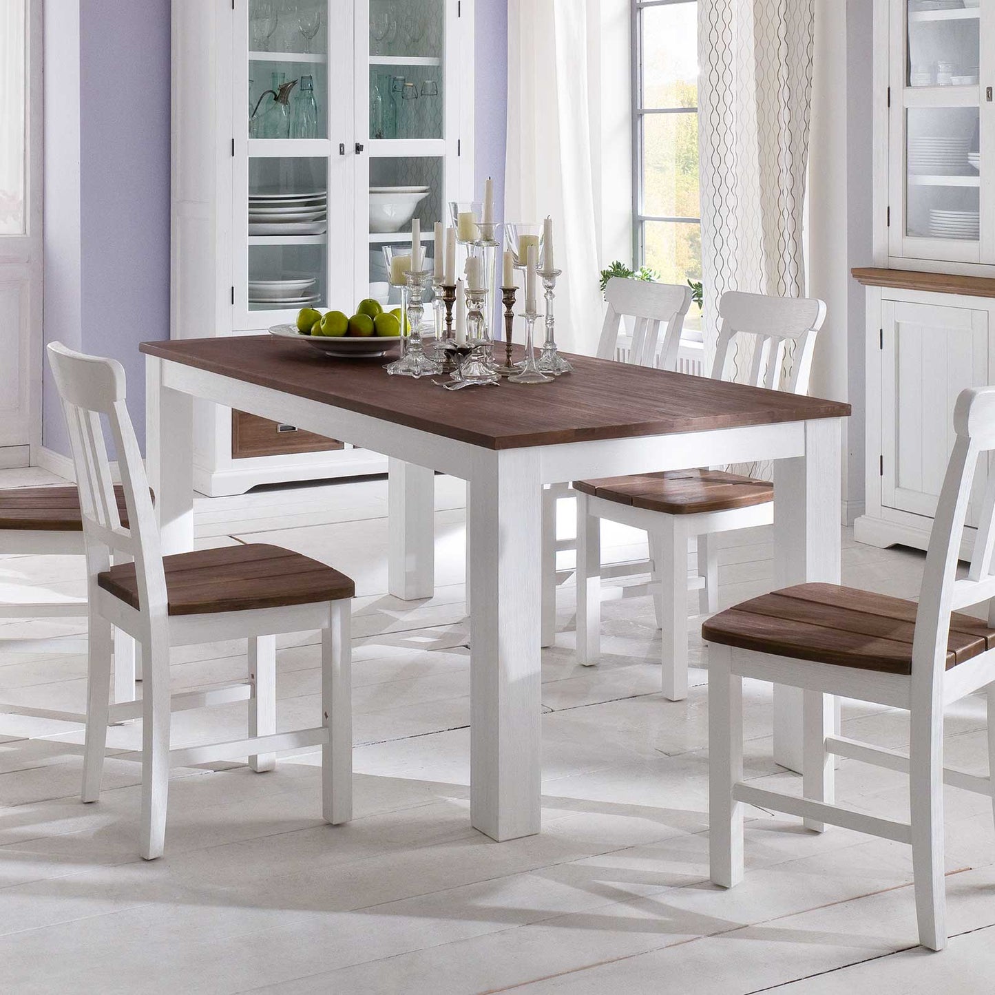 
                  
                    Holzstuhl 2er-Set Akazie massiv weiß / cappuccino Landhaus Fleur
                  
                