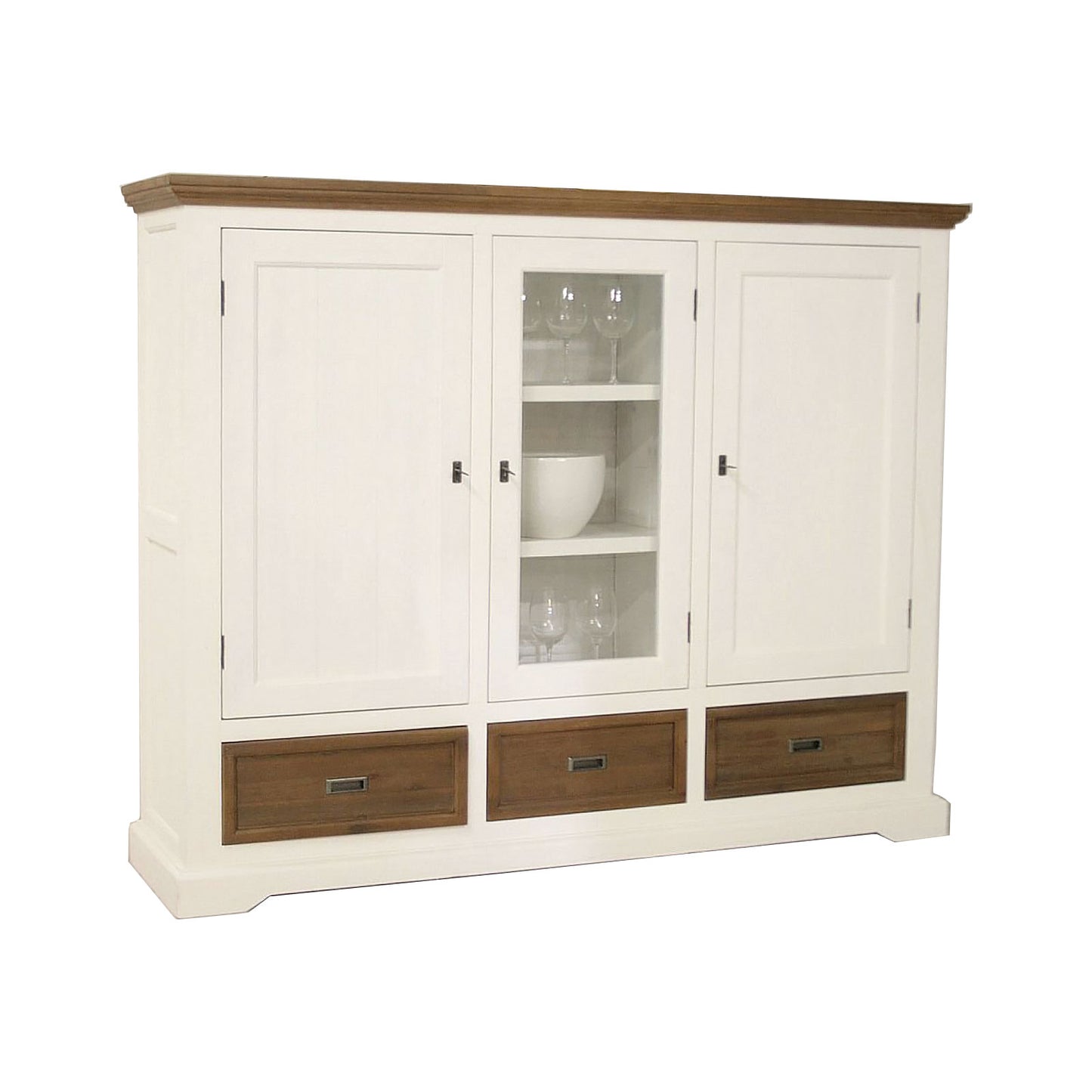 
                  
                    Highboard Akazie massiv weiß / cappuccino Landhaus Fleur
                  
                