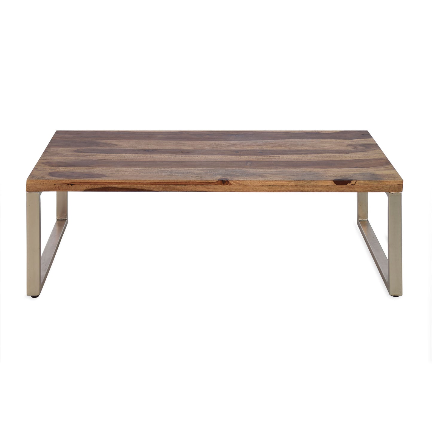 
                  
                    Couchtisch 120 x 60 cm Sheesham massiv Kufengestell silber
                  
                