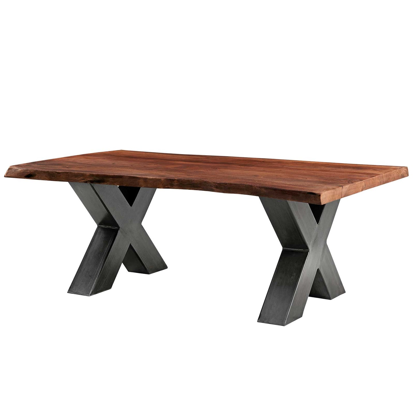 
                  
                    Couchtisch Baumkante Akazie massiv walnuss Metall antik 120 x 70 - AroX
                  
                