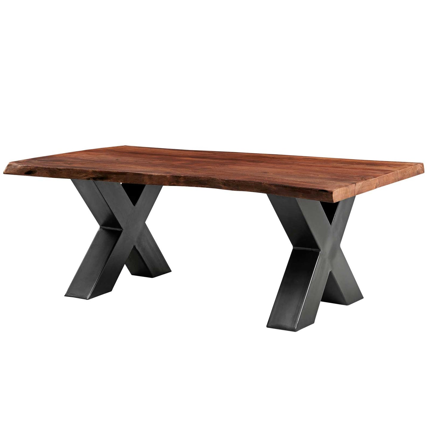 
                  
                    Couchtisch Baumkante Akazie massiv walnuss Metall anthrazit 120 x 70 - AroX
                  
                