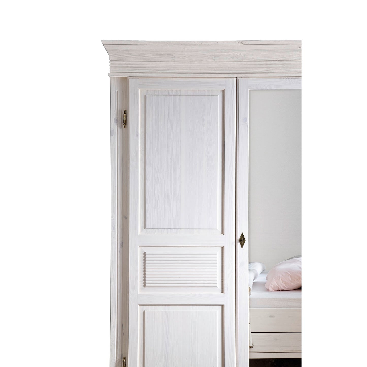 
                  
                    Dielenschrank Kiefer massiv weiß / antik Landhausstil Oslo
                  
                