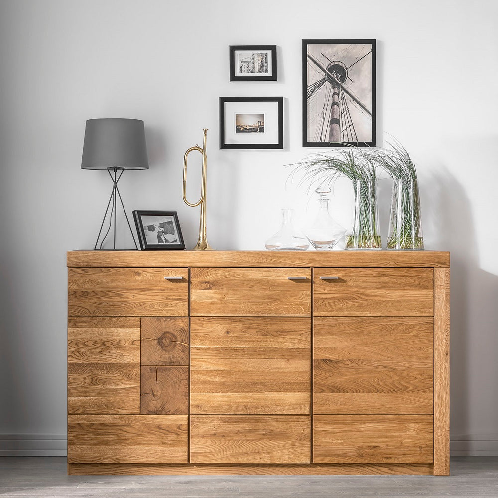 Sideboard Front Eiche massiv mit Hirnholzscheibe - Velle
