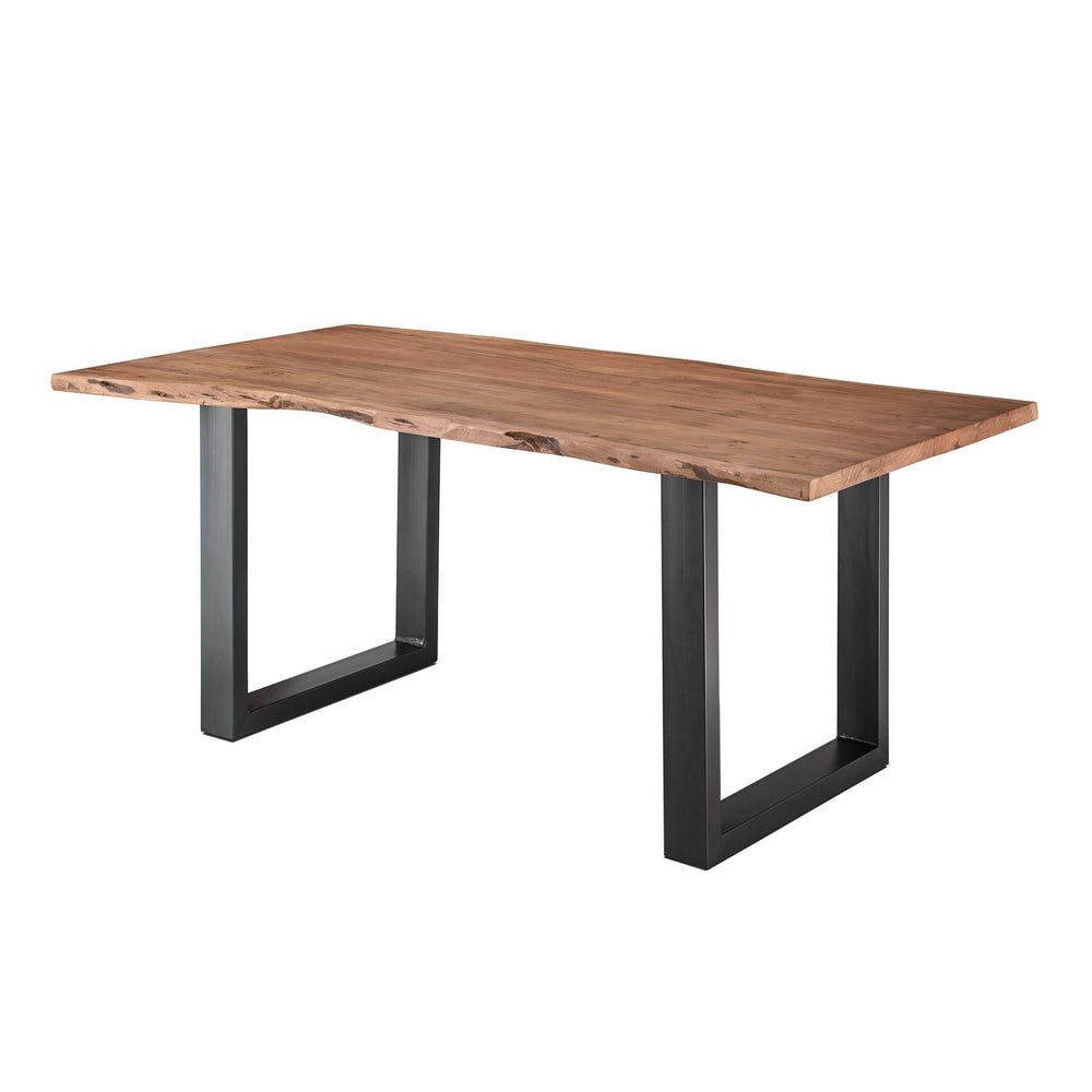 Esstisch 200 x 90 cm Baumkante 35 mm Akazie massiv natur / Metall - AroX