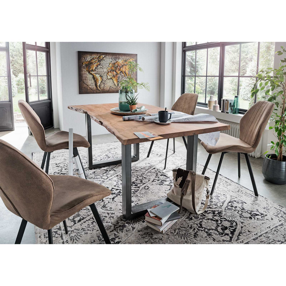 
                  
                    Esstisch 160 x 90 cm Baumkante 25 mm Akazie massiv U-Profil antik - AroX
                  
                