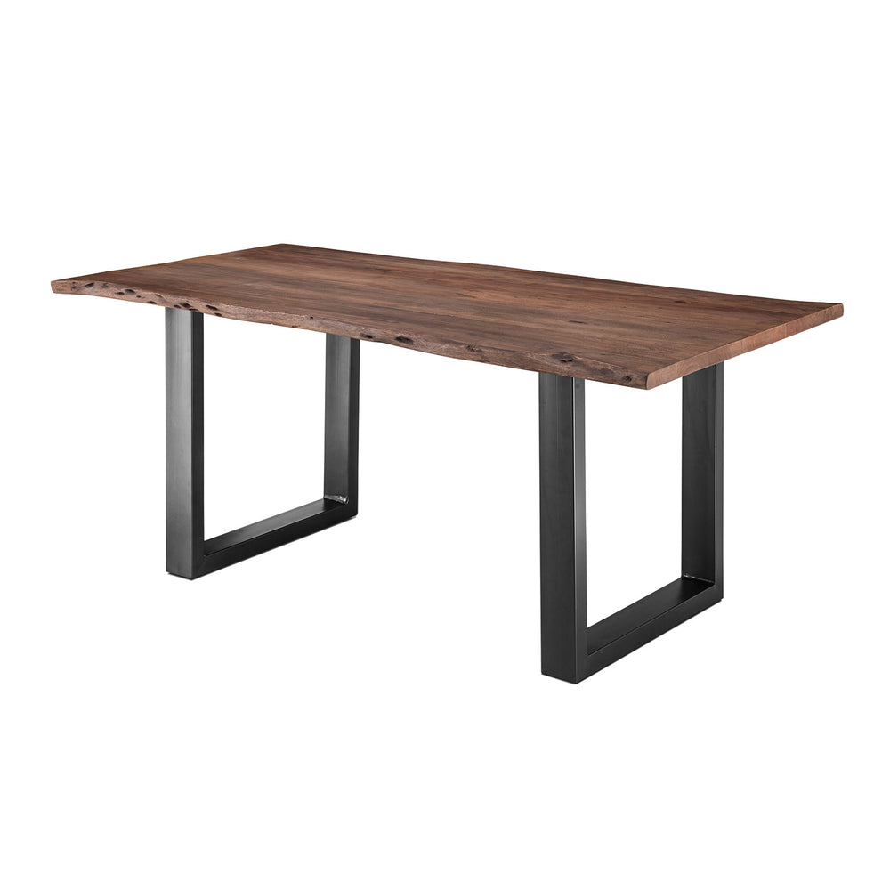 Esstisch 180 x 90 cm Baumkante 25 mm Akazie massiv walnuss Gestell antik - AroX