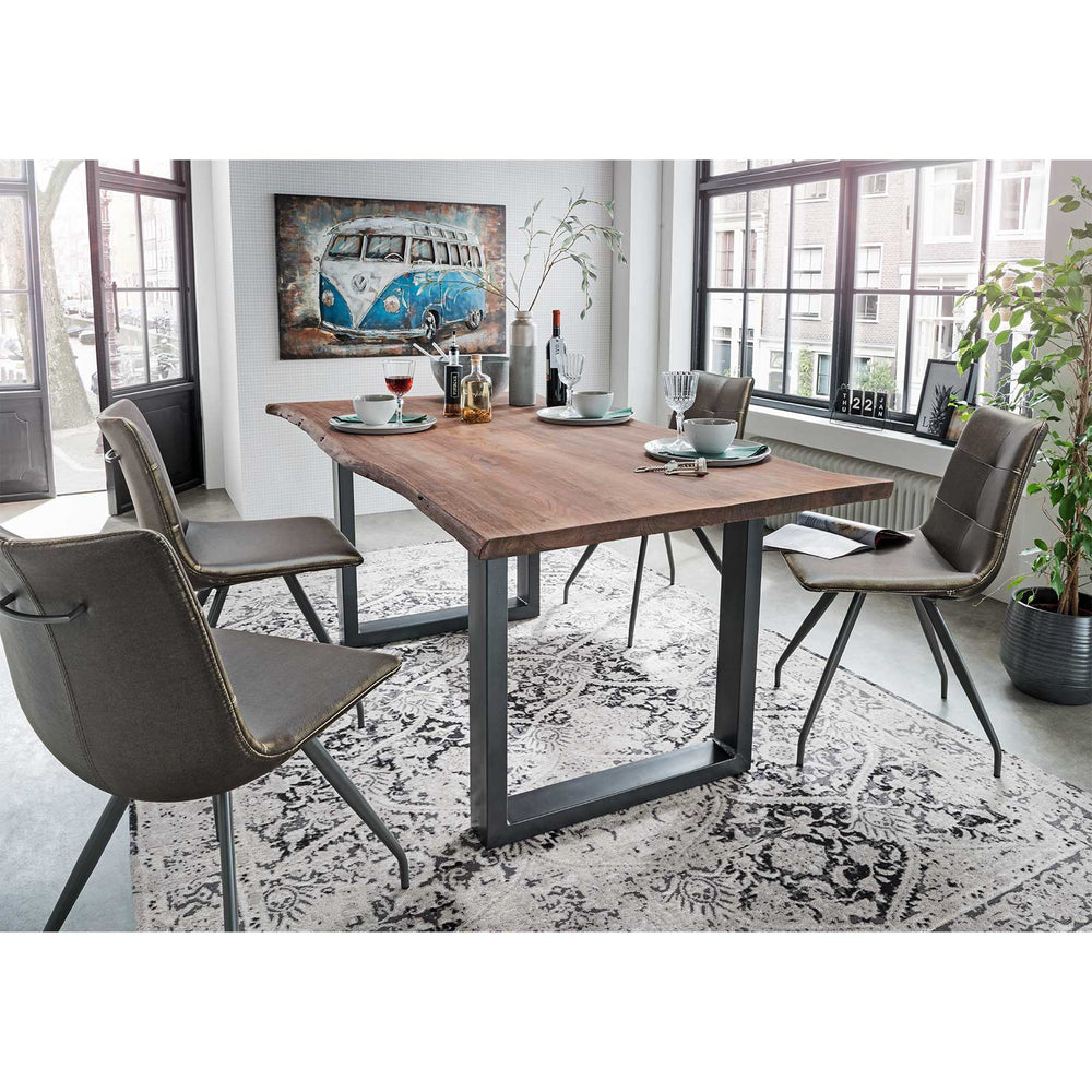 
                  
                    Esstisch 180 x 90 cm Baumkante 25 mm Akazie massiv walnuss Gestell anthrazit - AroX
                  
                
