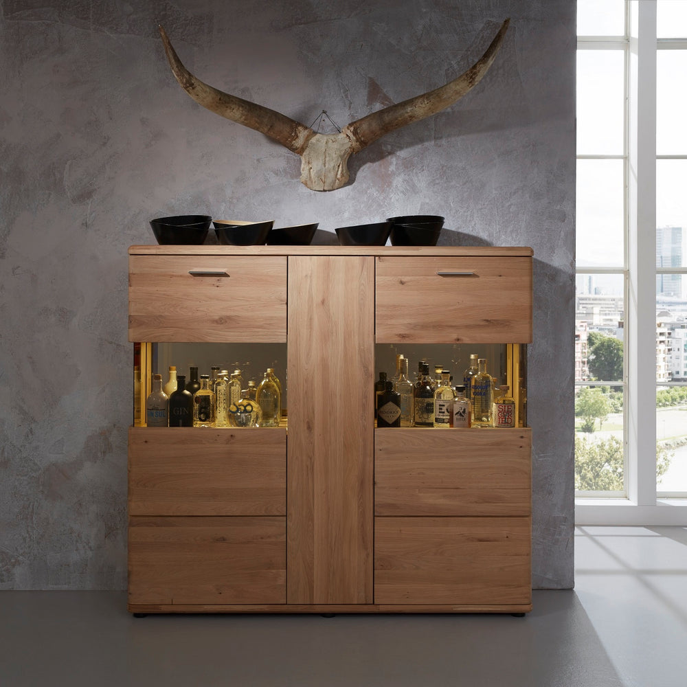 Highboard Asteiche Bianco massiv geölt / gewachst - Savona