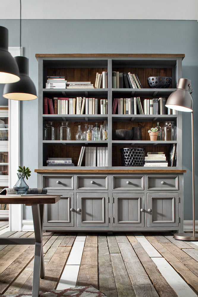 
                  
                    Bücherschrank Pinie massiv recycelt grau / natur Landhaus Byron
                  
                