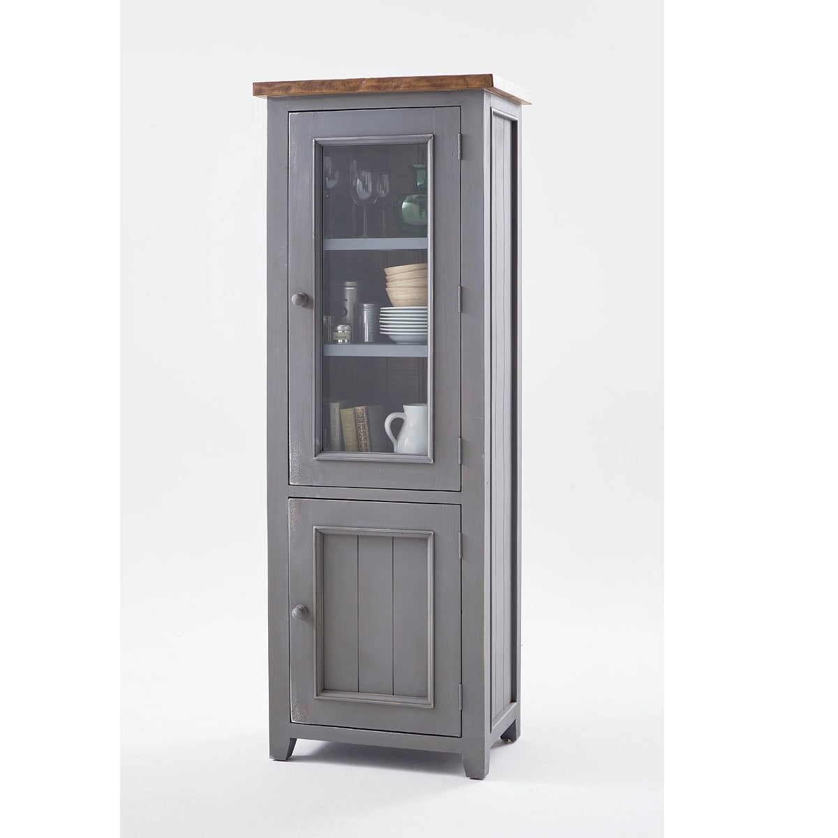 
                  
                    Vitrine 1 trg. Pinie massiv recycelt grau / natur Landhaus Byron
                  
                