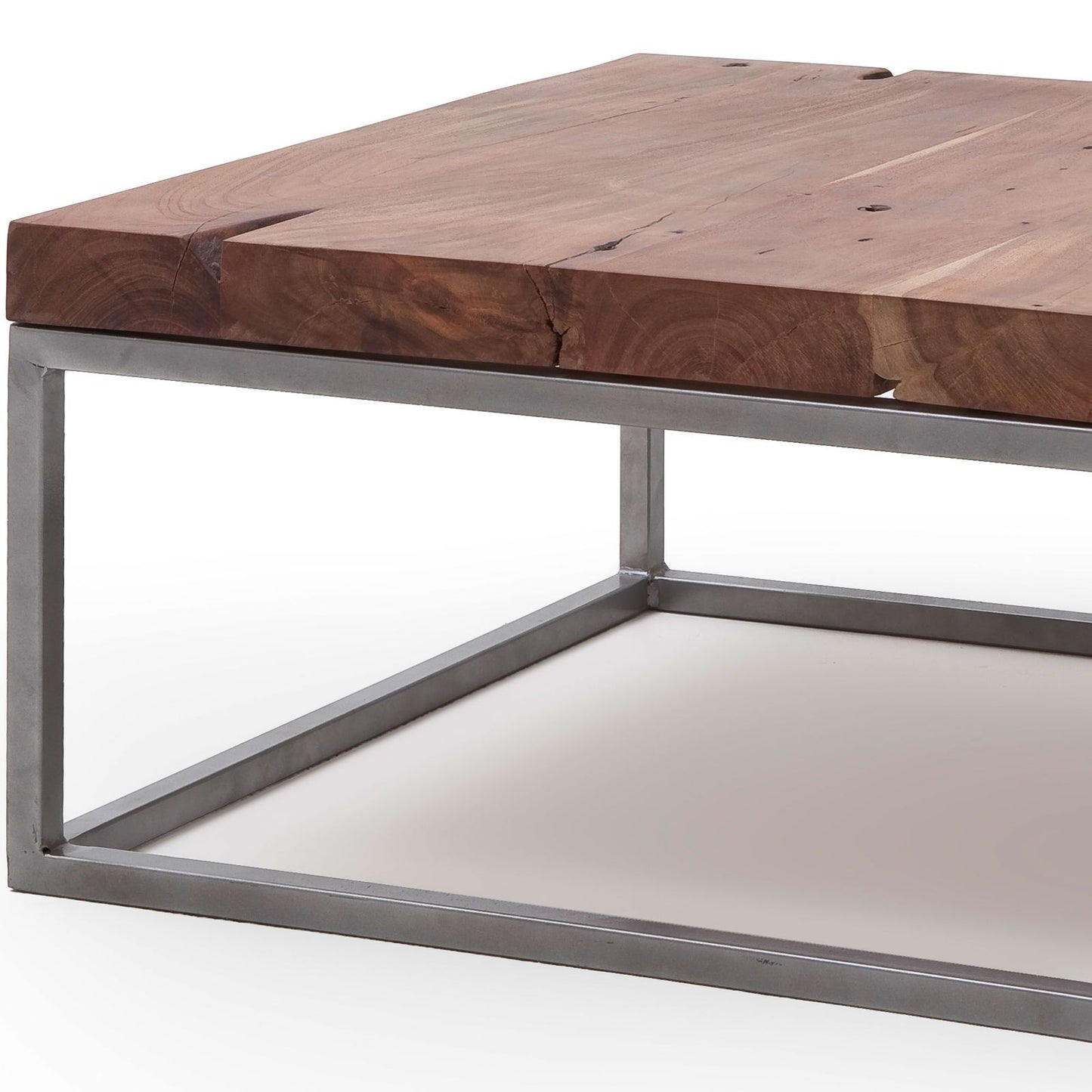 
                  
                    Couchtisch 75 x 75 cm Akazie massiv Metallgestell - Elito
                  
                