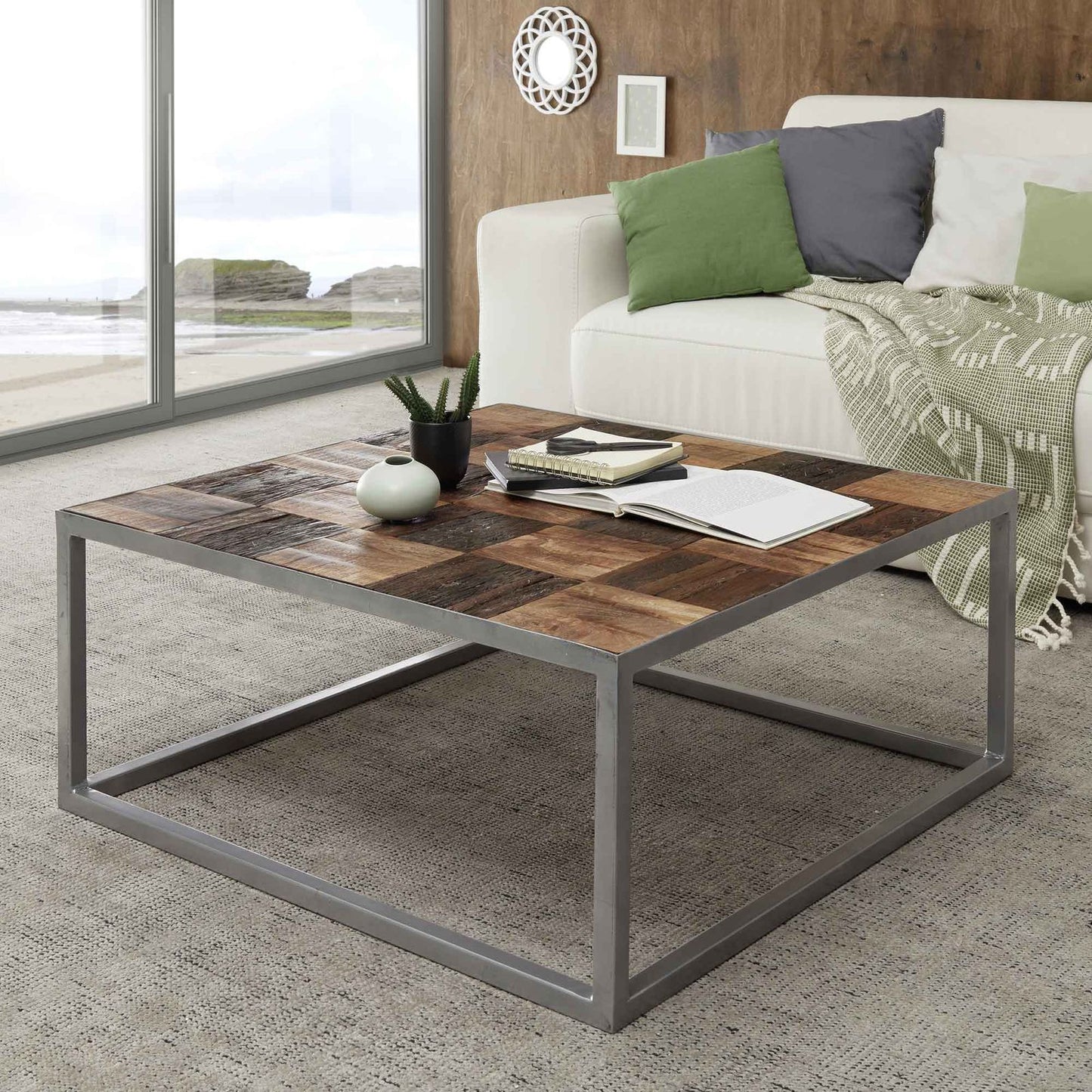 
                  
                    Couchtisch 80 x 80 Echtholz Used Wood Metallgestell - Bino
                  
                