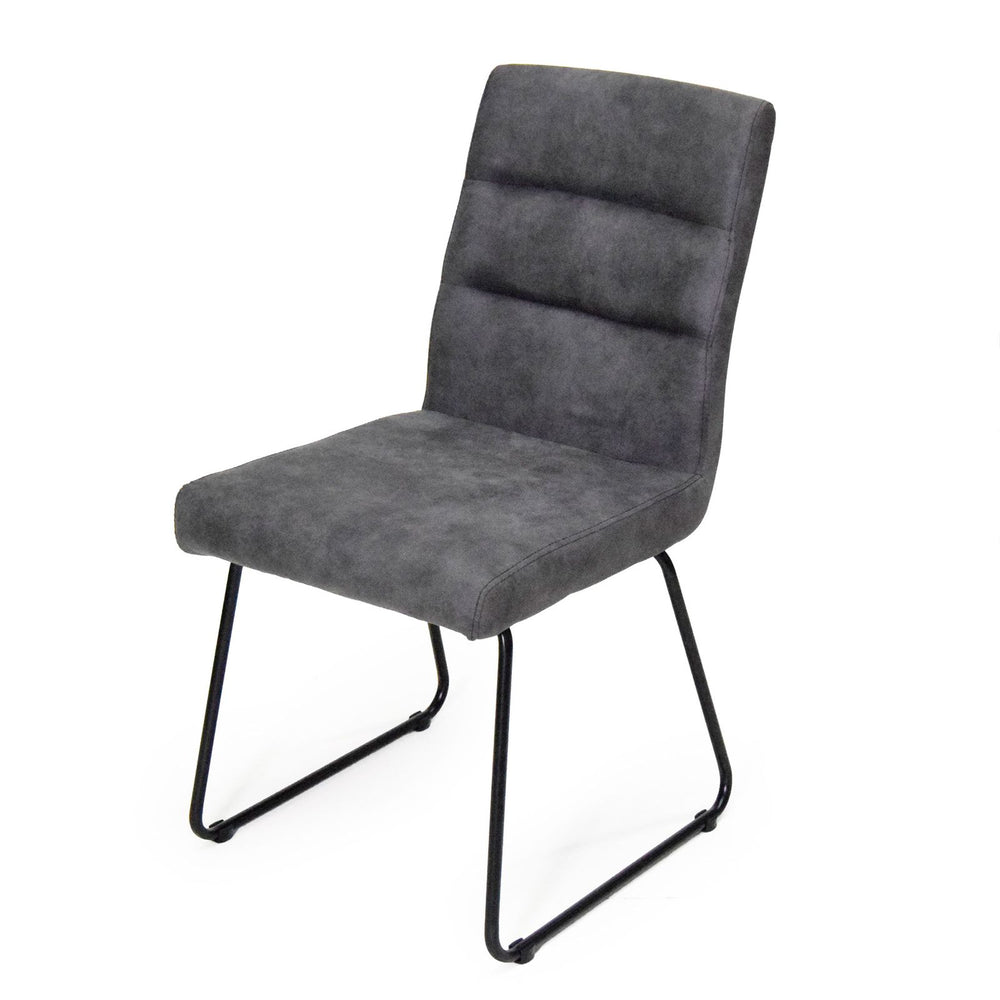 Polsterstuhl 2er-Set anthrazit / Metallfüße schwarz  - Luni
