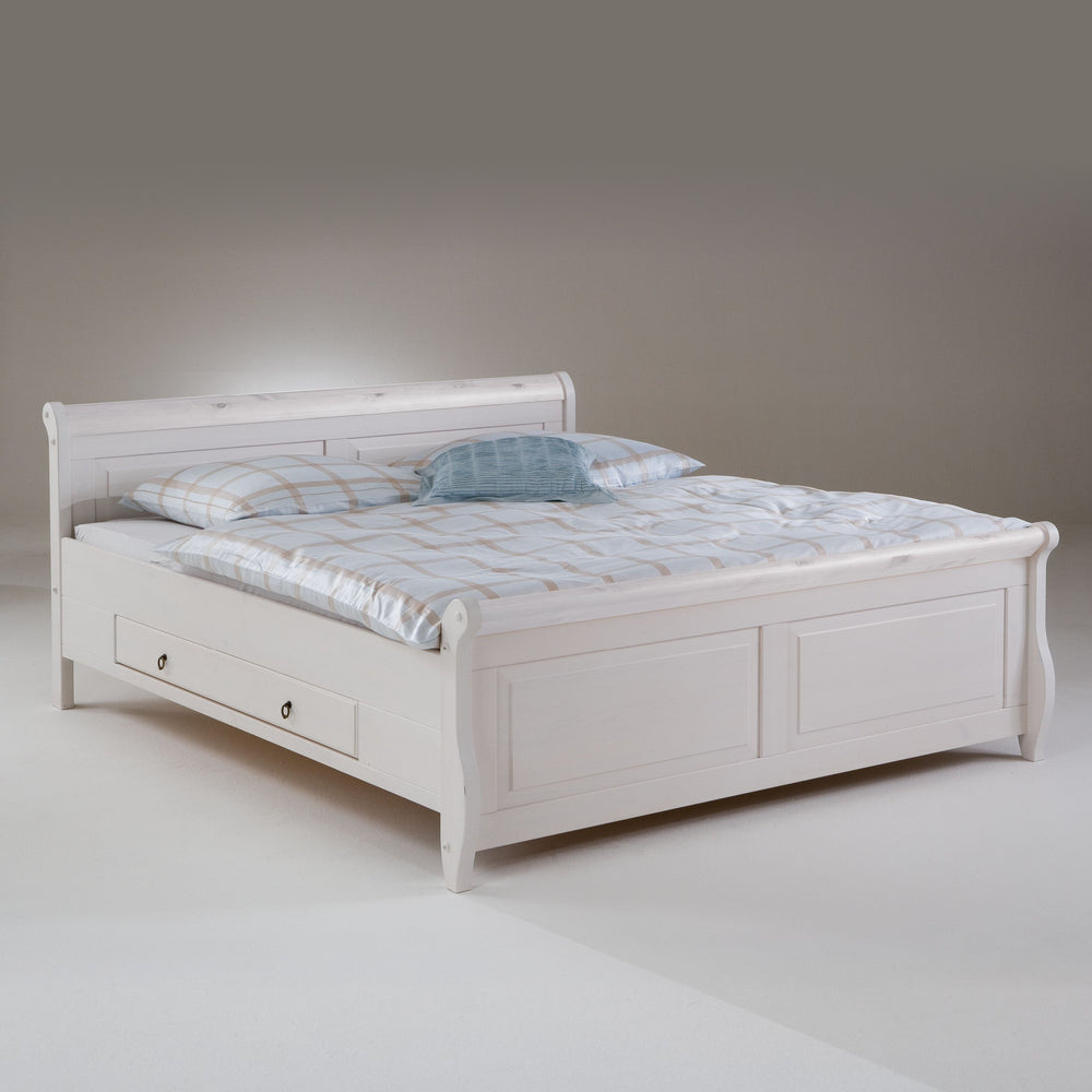 
                  
                    Malta Bett Kiefer massiv 160 x 200 cm weiß Schubkästen
                  
                