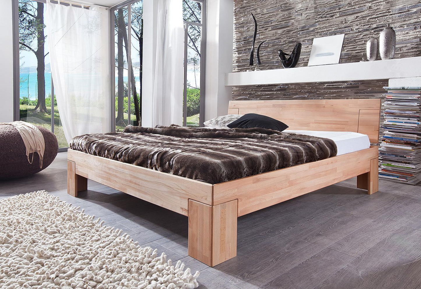 
                  
                    Bett 180 x 200 cm Kernbuche massiv geölt Sara
                  
                