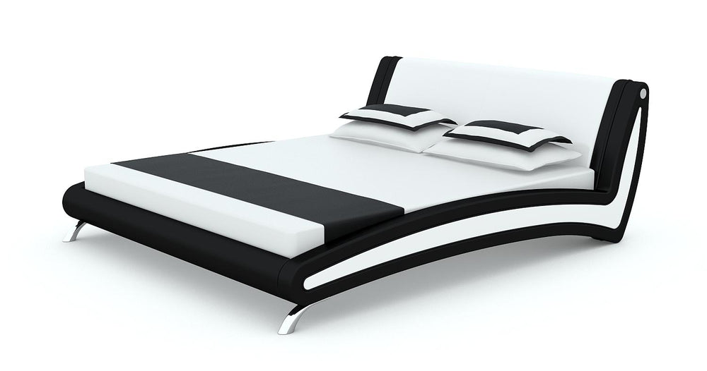 Sharky Doppelbett Novello Soft Lederoptik weiß - schwarz 200 x 200 - 50050072