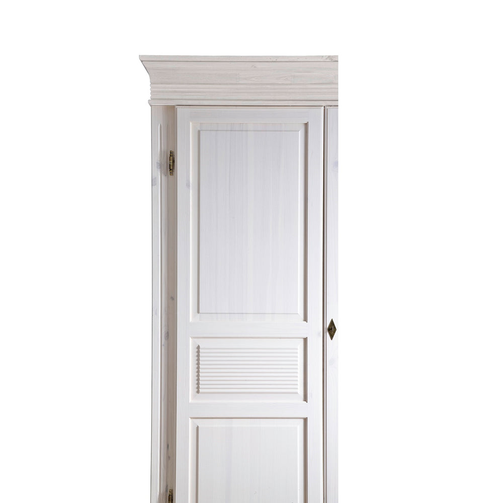 
                  
                    Kleiderschrank 4 trg. Kiefer massiv Landhaus weiß / antik Oslo
                  
                